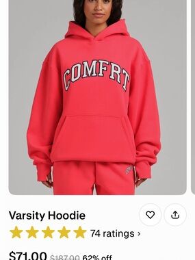 Varsity COMFRT Hoodie in hibiscus red